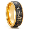 Meteorite Wedding Ring - Yellow Gold Ring - Gold Wedding Band - Tungsten Wedding Ring