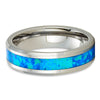 Opal Wedding Ring - Tungsten Wedding Ring - Silver Tungsten Ring - Wedding Ring - Opal Ring