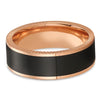 Black Zirconium Wedding Band - Rose Gold Wedding Ring - 14k Rose Gold Ring - Zirconium Ring