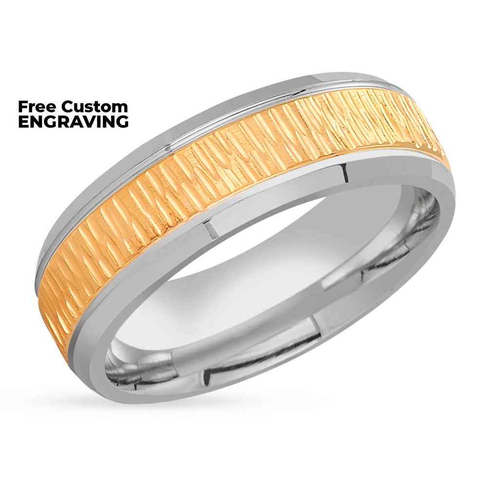 Yellow Gold Ring - 14k White Gold Wedding - Anniversary Ring - Engagement Ring - Man & Women