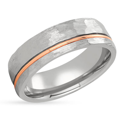 Man' Wedding Ring - White Gold Wedding Band - 14K Gold Ring - Rose Gold Wedding Ring