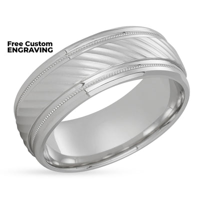 Man' Wedding Ring - Wedding Band - 14K White Gold Wedding Ring - Engagement Ring