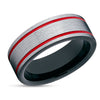 Red Tungsten Wedding Ring - Black Tungsten Wedding Ring - Red Tungsten Band