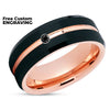 Rose Gold Wedding Ring - Black Diamond Ring - Tungsten Carbide Ring - Black Ring