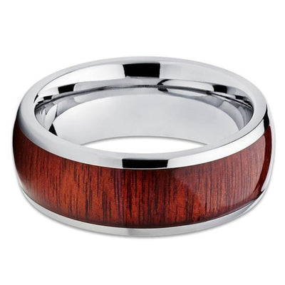 Koa Wood Tungsten Ring - Tungsten Wedding Band - 8mm Tungsten Ring - Koa Wood Ring - Clean Casting Jewelry