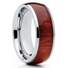 Koa Wood Tungsten Ring - Tungsten Wedding Band - 8mm Tungsten Ring - Koa Wood Ring - Clean Casting Jewelry