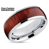 Koa Wood Tungsten Ring - Tungsten Wedding Band - 8mm Tungsten Ring - Koa Wood Ring