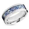 Tungsten Wedding Band - Dragon Ring - Men's Wedding Band - Tungsten Band - Blue Ring