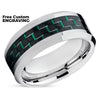 Green Tungsten Ring - Carbon Fiber Tungsten Ring - Tungsten Wedding Band