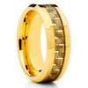 Carbon Fiber Ring - Yellow Gold Tungsten Ring - Engagement Band - Tungsten - Clean Casting Jewelry