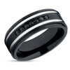 Black Titanium Ring - Men's Wedding Band - CZ Ring - Titanium Ring - Matte