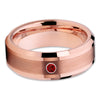 Rose Gold Tungsten Ring - Ruby Tungsten Band - Tungsten Carbide - 8mm - Clean Casting Jewelry