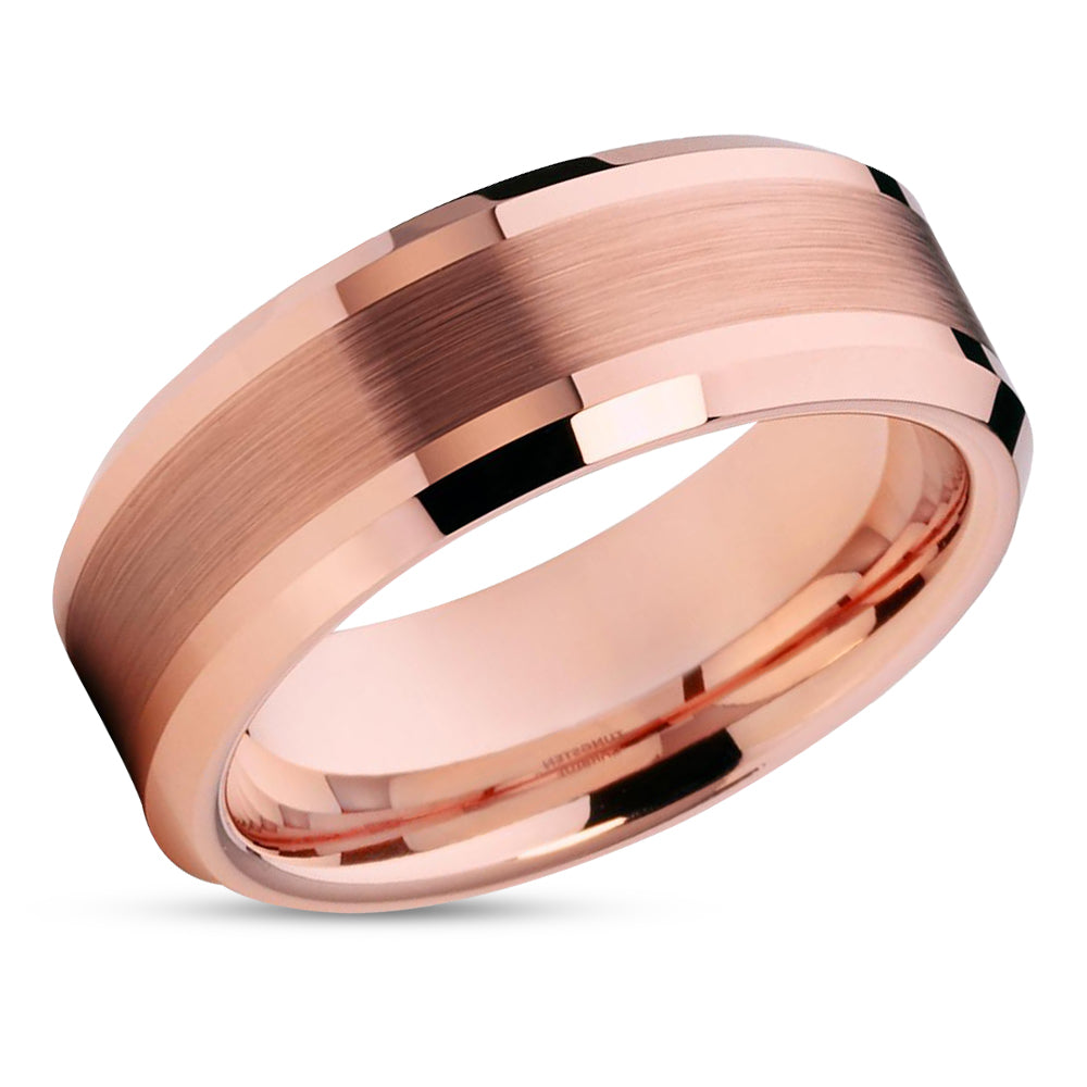 Rose Gold Tungsten Wedding Band - Men's Wedding Band - Rose Gold Tungsten