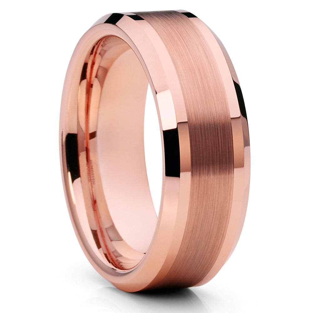 Rose Gold Tungsten Wedding Band - Men's Wedding Band - Rose Gold Tungsten - Clean Casting Jewelry