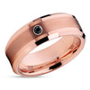 Rose Gold Tungsten Ring - Black Diamond Ring - Rose Gold Tungsten - Rose Gold Ring