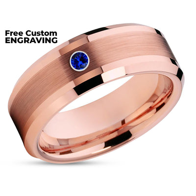 Rose Gold Wedding Ring - Blue Wedding Ring - Anniversary Ring - Engagement Ring - Man's Ring