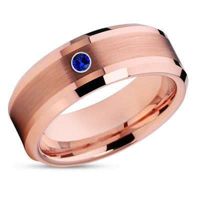 Rose Gold Wedding Ring - Blue Wedding Ring - Anniversary Ring - Engagement Ring - Man's Ring