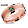 Emerald Wedding Ring - Rose Gold Tungsten Ring - Man's Wedding Ring - Women's Ring - Band