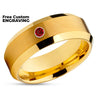 Ruby Wedding Band - Tungsten Wedding Ring - Yellow Tungsten Wedding Ring - Wedding Band