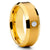 Yellow Gold Tungsten Band - White Diamond Ring - Tungsten Wedding Ring - Wedding Ring