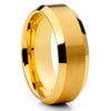 Men's Wedding Band - Yellow Gold Tungsten Ring - Yellow Gold Tungsten - Clean Casting Jewelry