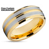 Yellow Gold Tungsten Ring - 8mm Wedding Ring - Tungsten Carbide Ring - Engagement Ring