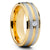 Yellow Gold Tungsten - White Diamond Ring - Men's Wedding Ring - Yellow Gold Ring