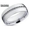 Silver Wedding Ring - Tungsten Wedding Ring - Braid Wedding Ring - Unique Wedding Ring