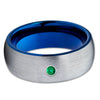 Emerald Tungsten Ring - Blue Tungsten Band - Gray Tungsten Ring - 8mm - Clean Casting Jewelry