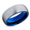 Gray Wedding Band - Blue Tungsten Ring - Blue Tungsten Wedding Ring - Brush Ring