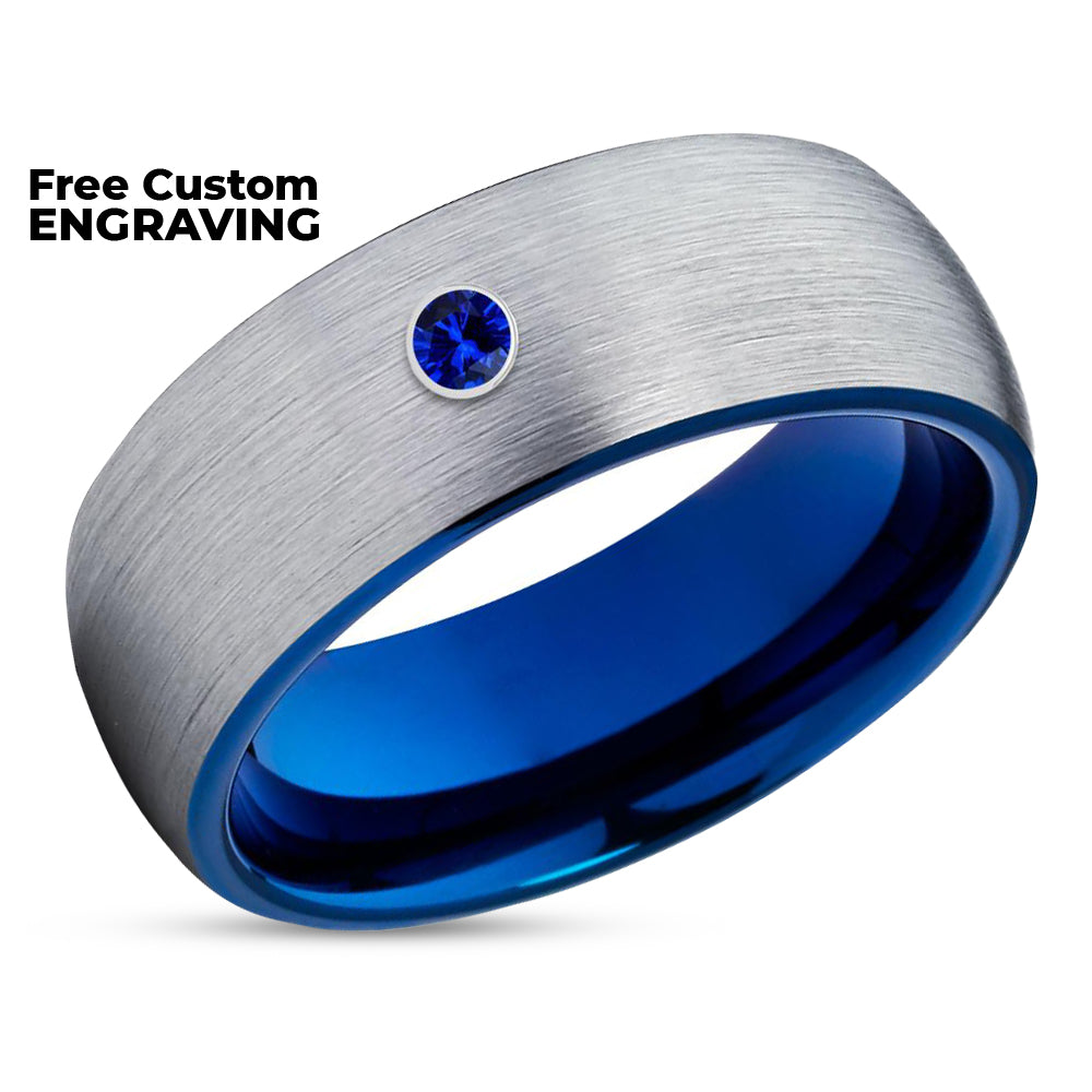 Blue Wedding Ring - Tungsten Wedding Ring - Anniversary Ring - Engagement Ring - Wedding Band