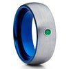 Emerald Tungsten Ring - Blue Tungsten Band - Gray Tungsten Ring - 8mm - Clean Casting Jewelry