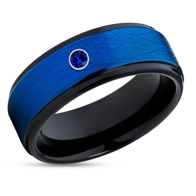 Black Wedding Ring - Blue Wedding Ring - Tungsten Wedding Ring - 8mm Wedding Ring