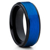 8mm -  Blue Tungsten Ring - Blue Wedding Band - Black Tungsten Ring - Clean Casting Jewelry