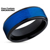 Tungsten Wedding Ring - Black Tungsten Ring - Blue Wedding Ring - Black Tungsten Ring