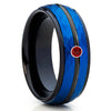 Blue Tungsten - Ruby Tungsten Band - Blue Wedding Band - Men's Tungsten - Clean Casting Jewelry