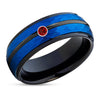 Ruby Wedding Band - Black Wedding Ring - Blue Wedding Ring - 8mm Ring - Black
