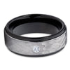 Black Wedding Band - Tungsten Wedding Band - White Diamond Ring - 8mm - Clean Casting Jewelry