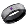 Amethysts Wedding Ring - Black Tungsten Ring - Tungsten Wedding Ring - Black Ring