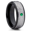 Black Tungsten Wedding Band - Emerald - Gray Tungsten - Hammer - 8mm - Clean Casting Jewelry