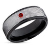 Ruby Wedding Ring - Black Tungsten Ring - Tungsten Wedding Band - Anniversary Ring - Band