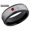 Ruby Wedding Ring - Black Tungsten Ring - Tungsten Wedding Band - Anniversary Ring - Band