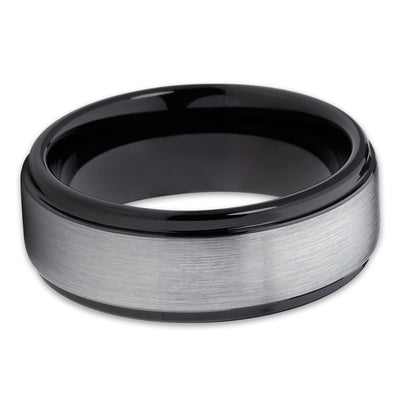 Black Tungsten Ring - Gray Tungsten Ring - Men's Black Tungsten Ring - Clean Casting Jewelry