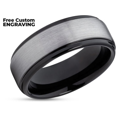 Black Tungsten Wedding Ring - Black Wedding Band - Tungsten Wedding Ring - Ring
