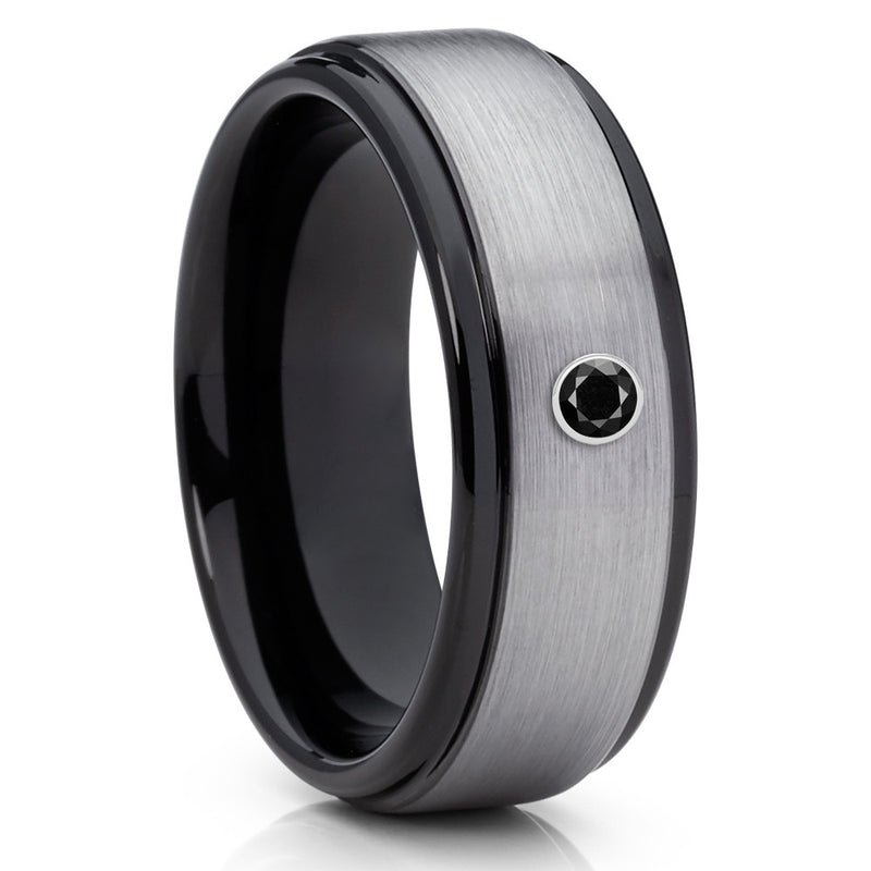 8mm Black and Gold Tungsten Ring