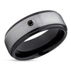 Black Wedding Ring - Black Tungsten Ring - Gray Wedding Ring - Black Diamond Ring