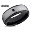 Black Wedding Ring - Black Tungsten Ring - Gray Wedding Ring - Black Diamond Ring
