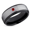 Black Tungsten Ring - Black Tungsten Band - Ruby Wedding Ring - Tungsten Wedding Ring