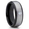 Black Tungsten Ring - White Diamond Tungsten Ring - Gray Wedding Band - Clean Casting Jewelry