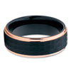 Rose Gold Tungsten Ring - Hammered Ring - Black Tungsten Ring - Brush - Clean Casting Jewelry